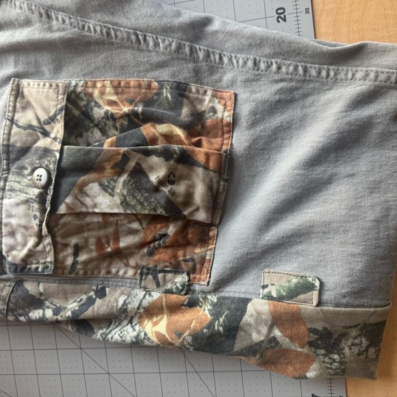 Gray and Camouflage Cargo Pants Streetwear Handmade Upcycled Hip Hop Refashion - Picture 3 of 12